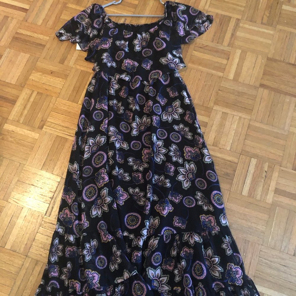 Donna Morgan Off Shoulder Chiffon Maxi Dres